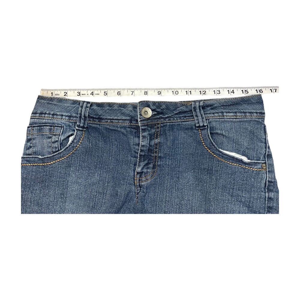 L.e.i. Boyfriend Shorts Girls 11 Blue Denim Stretch Frayed Hem Ashley Low-Rise - Picture 5 of 6